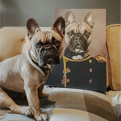 Custom Pet Canvas Portrait – Admiral Style + Free Mug