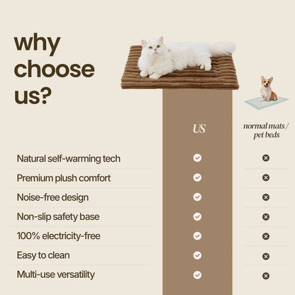 Self-heating pet mat