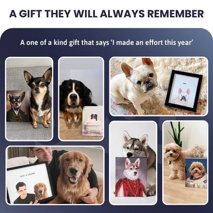 Custom Pet Canvas Portrait – Admiral Style + Free Mug