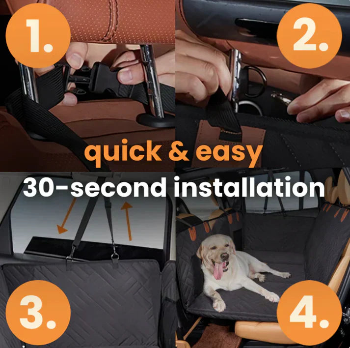 Hard Bottom 6-In-1 Dog Back Seat Cover , Waterproof Mesh Window, Non-Slip for Cars, Trucks and Suvs + FREE Dog Bed+ FREE Dog Safety Belt