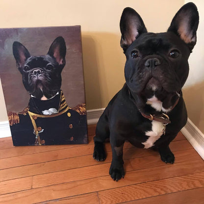 Custom Pet Canvas Portrait – Admiral Style + Free Mug