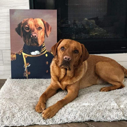 Custom Pet Canvas Portrait – Admiral Style + Free Mug