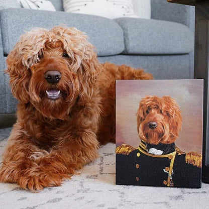 Custom Pet Canvas Portrait – Admiral Style + Free Mug