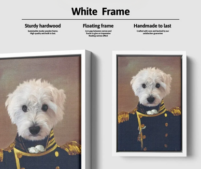 Custom Pet Canvas Portrait – Admiral Style + Free Mug