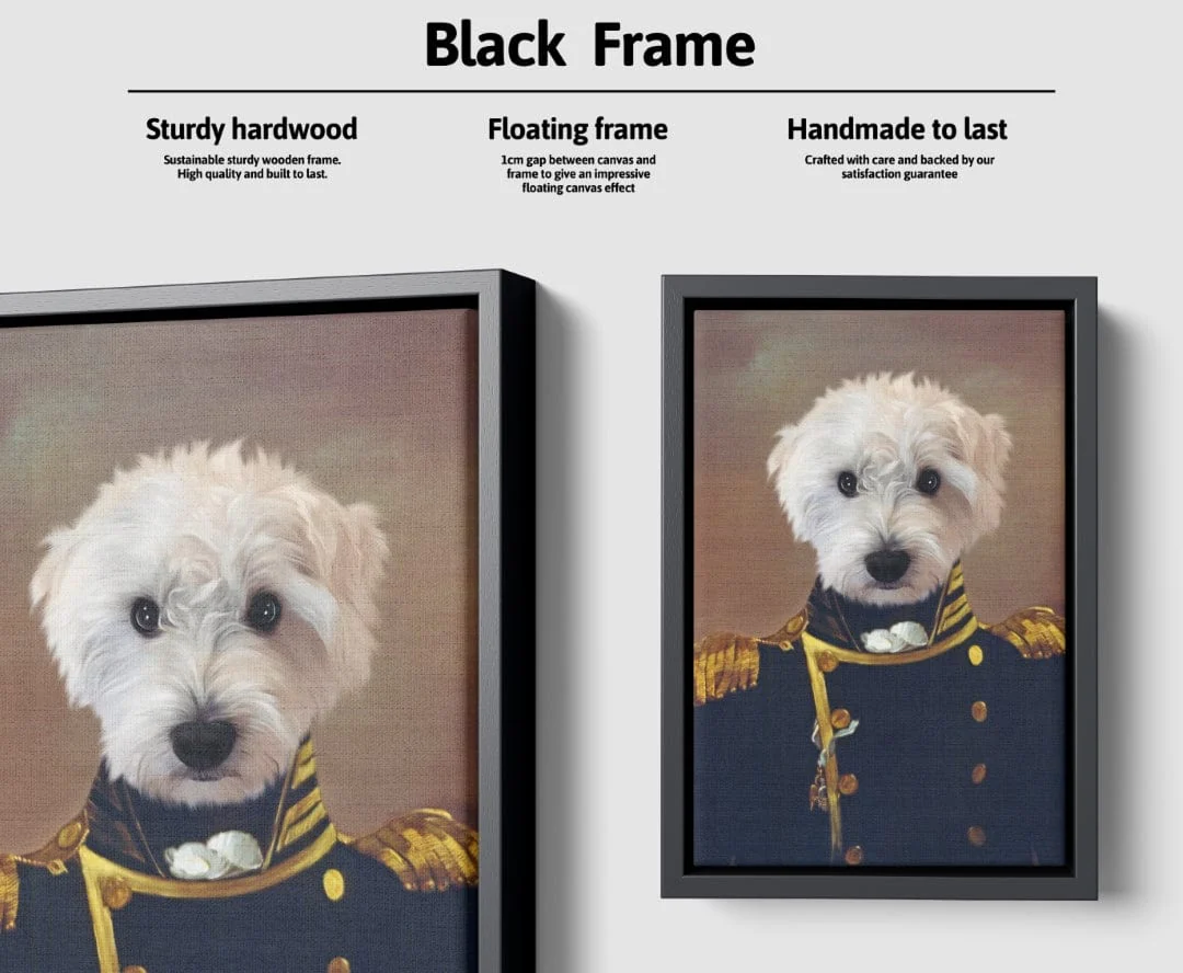 Custom Pet Canvas Portrait – Admiral Style + Free Mug